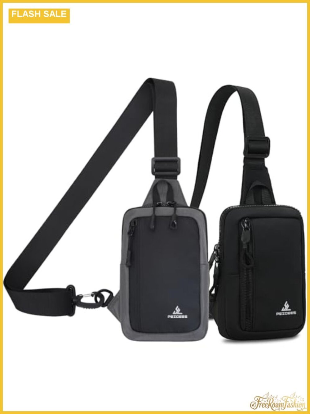 Peicees 2 Pack Crossbody Sling Bags Water Resistant Dual Pocket Fanny Pack